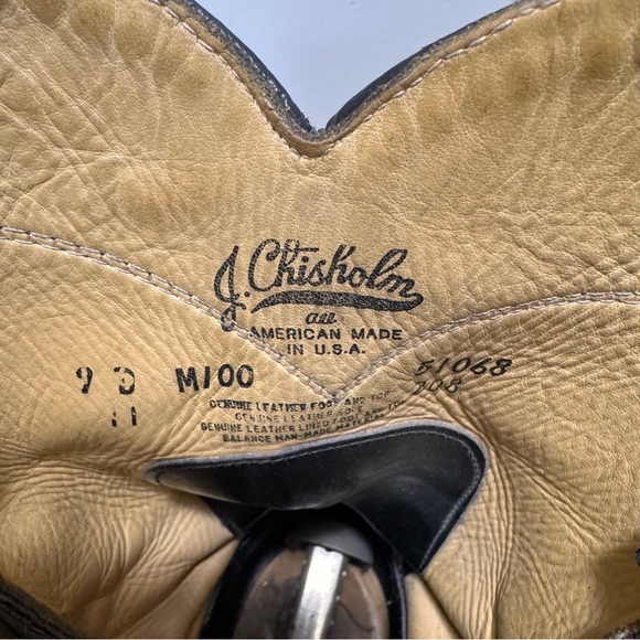 J Chisholm Boots Leather Cowboy 9 D Black Leather Western Riding USA Vintage - Picture 10 of 10